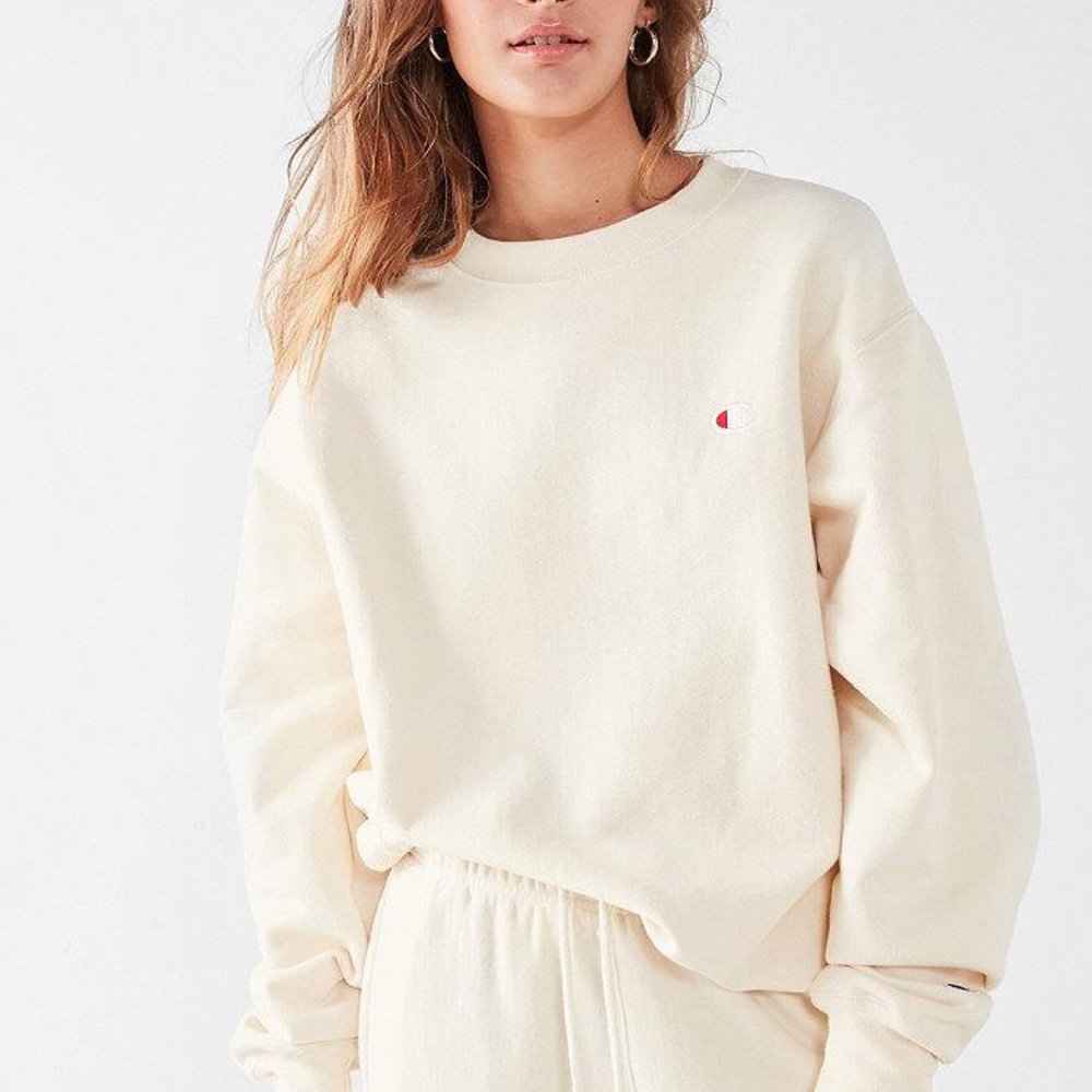 Cream colored champion crew neck size medium